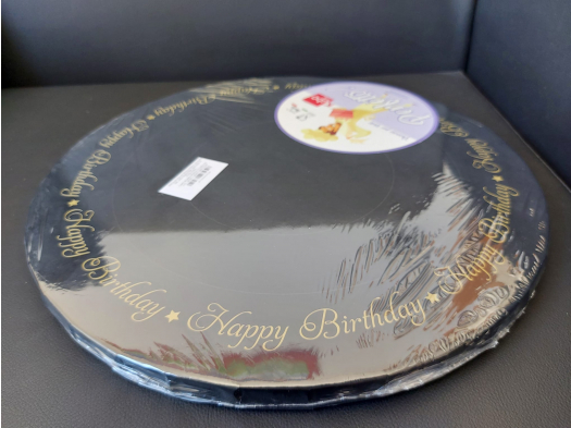 Cake Board Nero 30xh1,8 Cm  "happy Birthday"