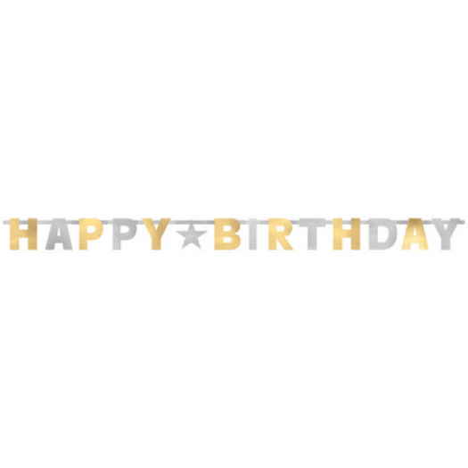 Festone Happy Birthday Oro/arg. - 2,13m