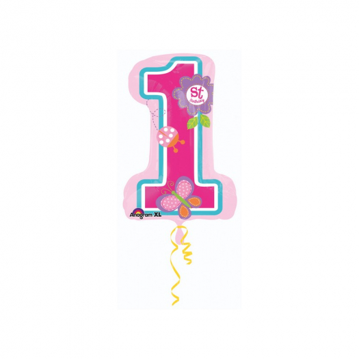 Minishape 1° Compleanno Fiori Rosa - 5 Pz