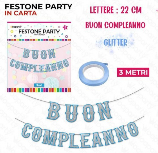 Festone B. Compleanno Celeste - 3 Mt