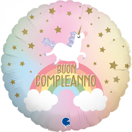 18" Foil Buon Compleanno Unicorno Pastello