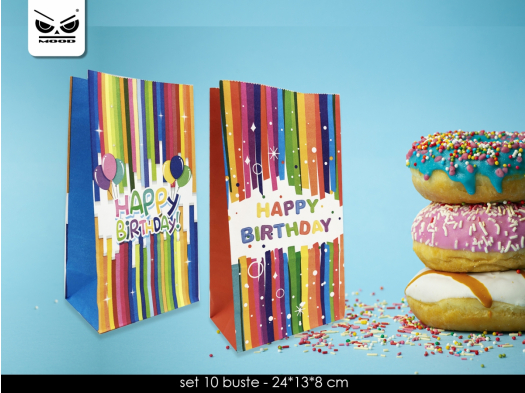 Buste Carta Caramelle/candy Table Happy Birth. - 10pz