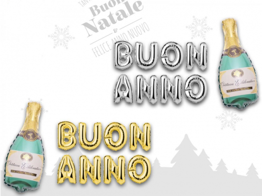 Scritta Foil Buon Anno + Bottiglia Minishape