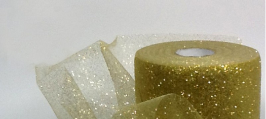 Deco Tulle Oro Glitter 12,5 Cm X 100mt