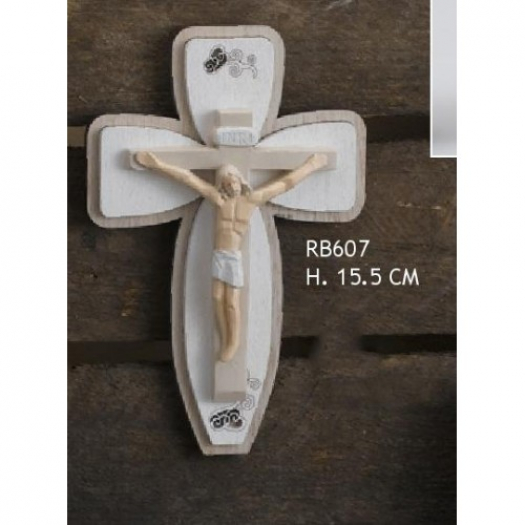 Croce Con Cristo Legno/resina H.16cm