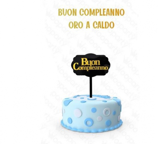 Cake Topper Buon Compleanno Nero/oro