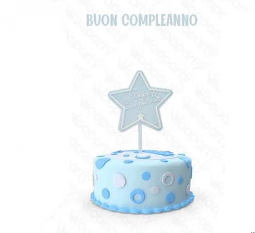 Cake Topper Buon Compleanno Stella Celeste