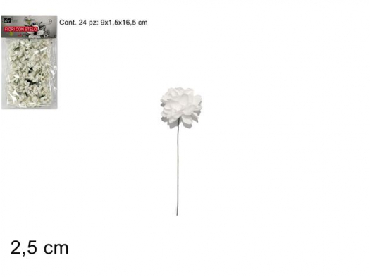 Fiore Con Stelo Bianco Cm.2,5 - 24 Pz
