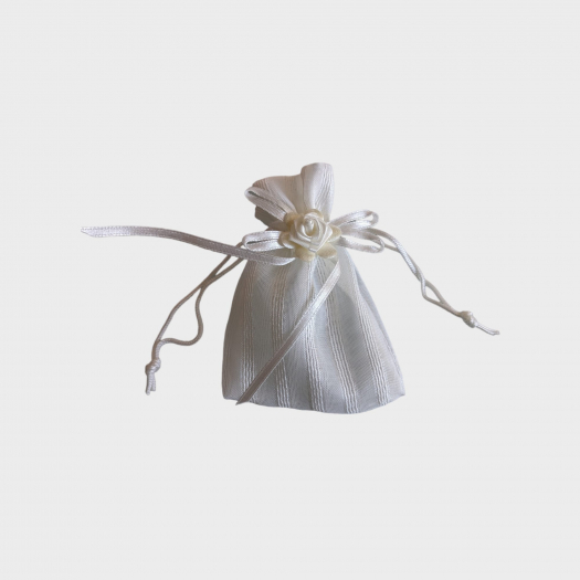 Sacchetto Bianco Striato Con Fiocco/fiore - 10 Pz