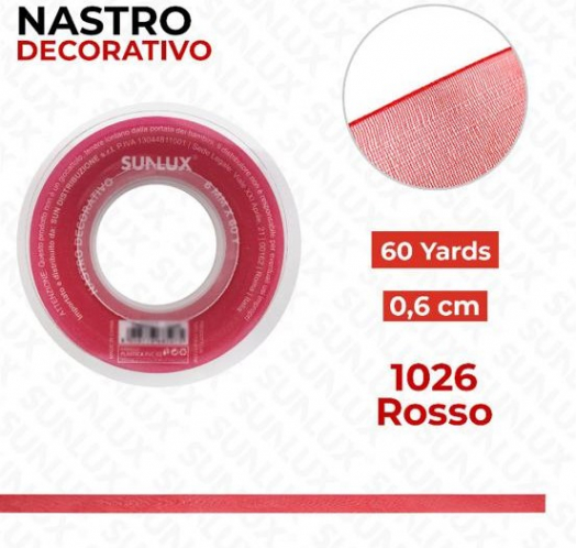 Nastro Raso Rosso 6mm - 60 Yds