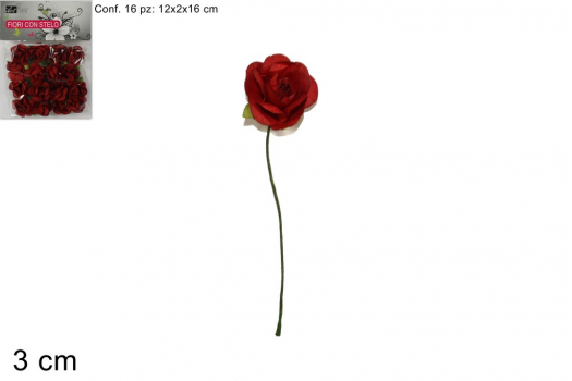 Fiore Con Stelo Rosso Cm.3 - 16 Pz