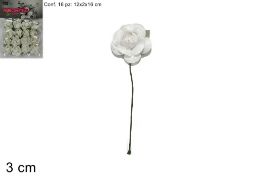 Fiore Con Stelo Bianco Cm.3 - 16 Pz