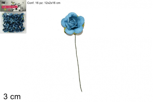 Fiore Con Stelo Azzurro Cm.3 - 16 Pz