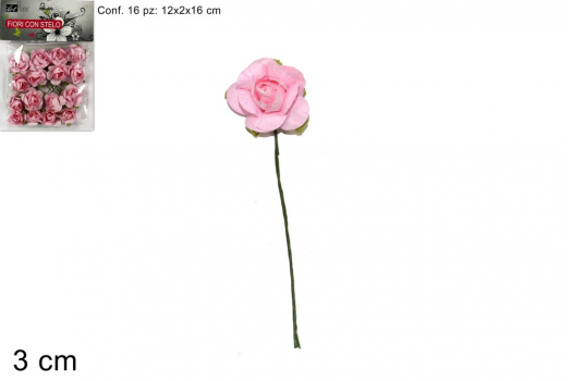 Fiore Con Stelo Rosa Cm.3 - 16 Pz