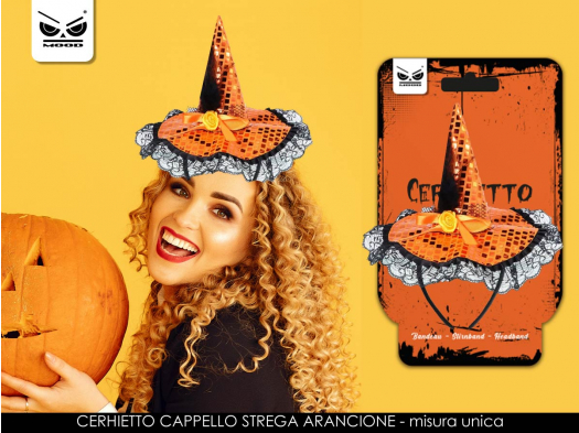 Halloween Cerchietto Cappello Strega Arancione