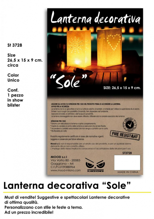 Lanterna Decorativa Sole 26.5 Cm